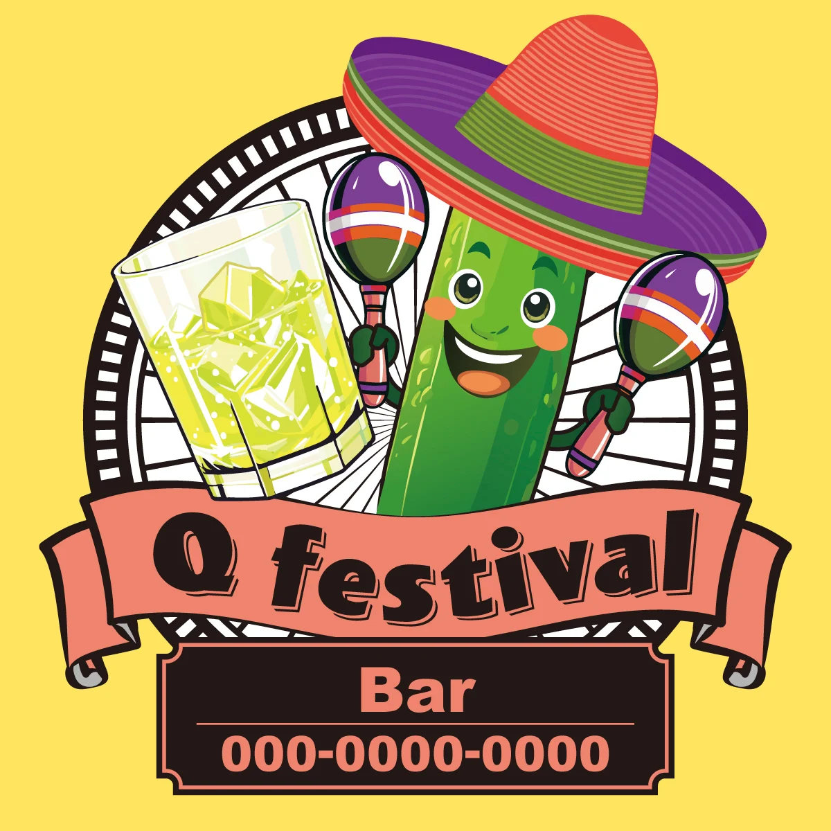 Qフェスティバルのイベントステッカー 黄色
