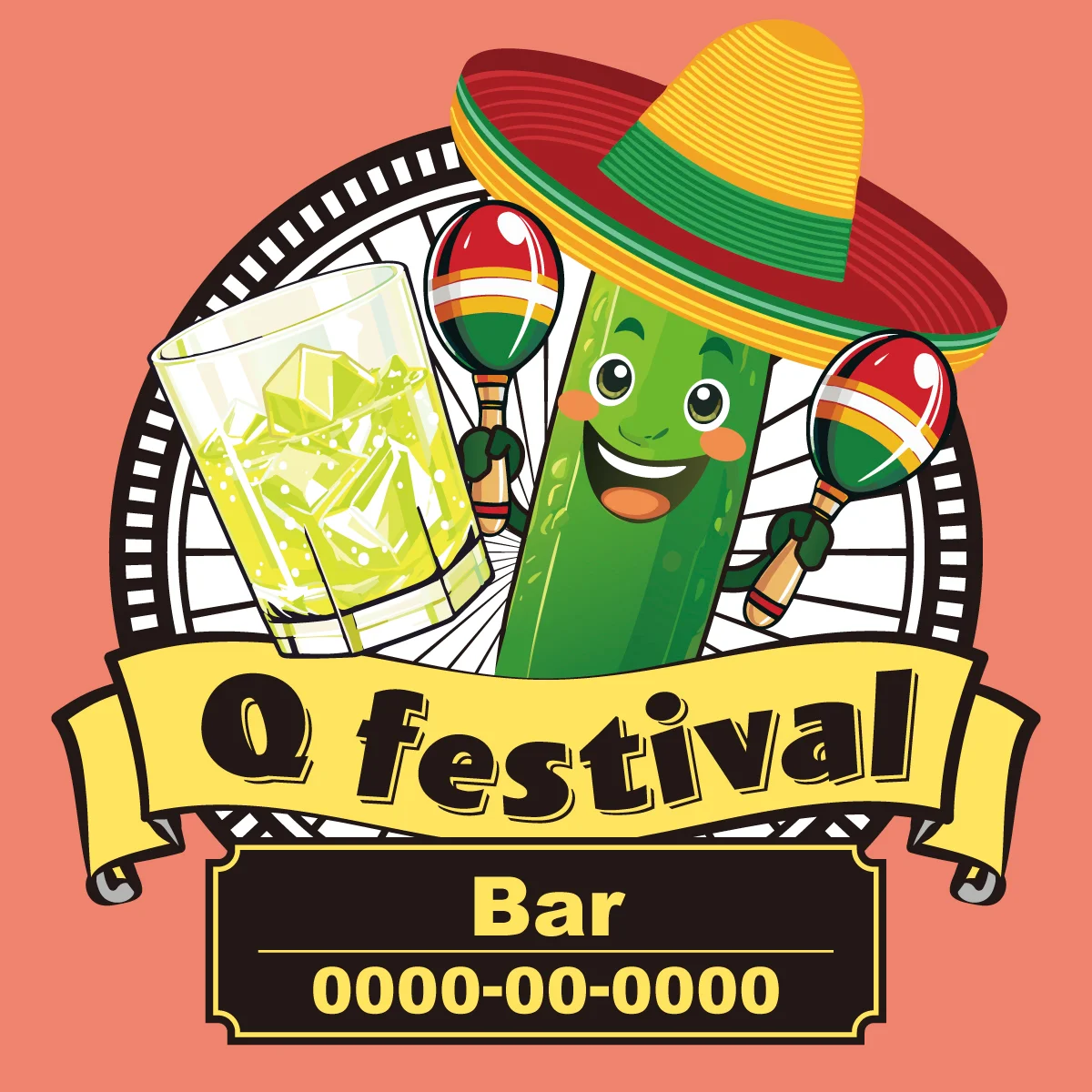 Qフェスティバルのイベントステッカー ピンク
